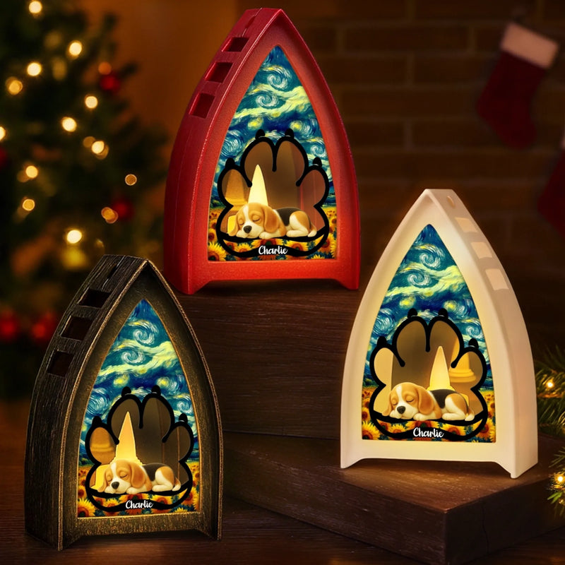 Lanterne De Table LED Nuit Étoilée Personnalisée - Cadeaux Commémoratifs Et De Sympathie De Noël Pour Chiens - Pour Toujours Ma Flamme