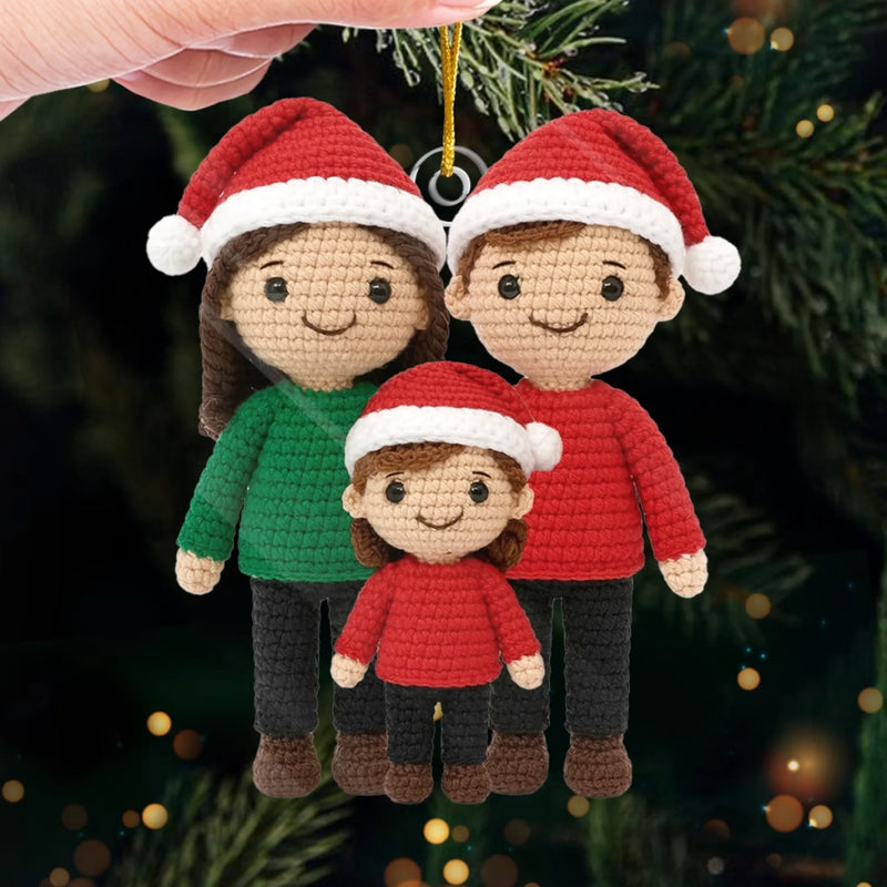 Ornement En Acrylique Au Crochet Personnalisé Avec Photo - Cadeaux De Noël Et D’Anniversaire Pour Maman, Papa, Frère, Sœur, Enfants - La Famille Rend Les Fêtes Plus Joyeuses