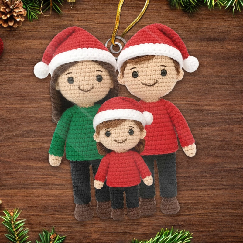 Ornement En Acrylique Au Crochet Personnalisé Avec Photo - Cadeaux De Noël Et D’Anniversaire Pour Maman, Papa, Frère, Sœur, Enfants - La Famille Rend Les Fêtes Plus Joyeuses