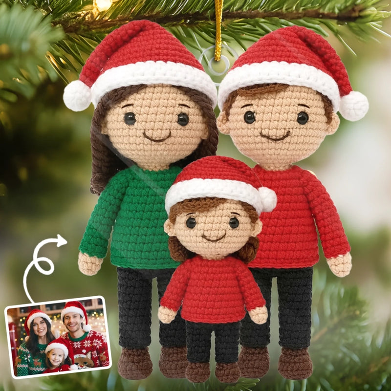 Ornement En Acrylique Au Crochet Personnalisé Avec Photo - Cadeaux De Noël Et D’Anniversaire Pour Maman, Papa, Frère, Sœur, Enfants - La Famille Rend Les Fêtes Plus Joyeuses