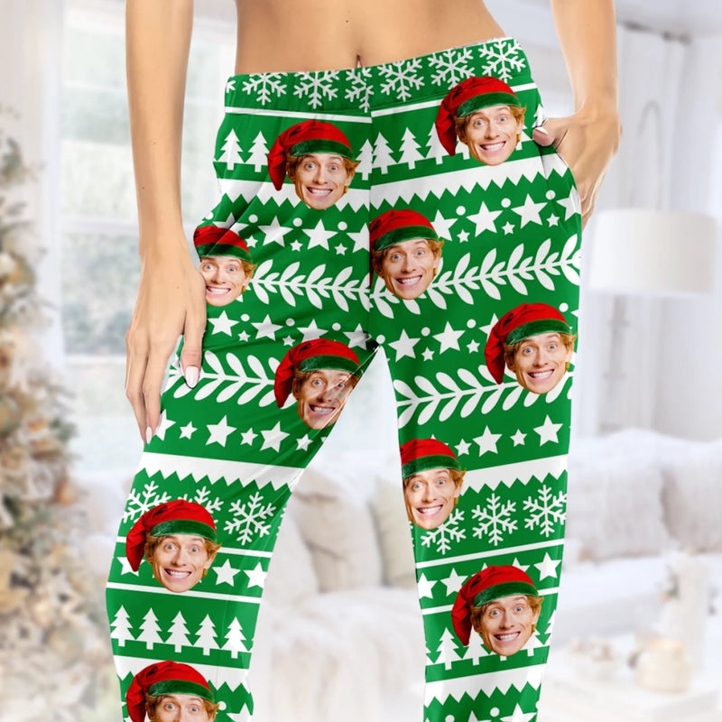 Pantalon De Pyjama Personnalisé Avec Photo - Cadeaux De Noël Et D’Anniversaire Pour Maman, Papa, Frère, Sœur, Enfants - L’Amour Vit Ici
