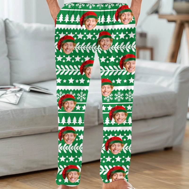 Pantalon De Pyjama Personnalisé Avec Photo - Cadeaux De Noël Et D’Anniversaire Pour Maman, Papa, Frère, Sœur, Enfants - L’Amour Vit Ici