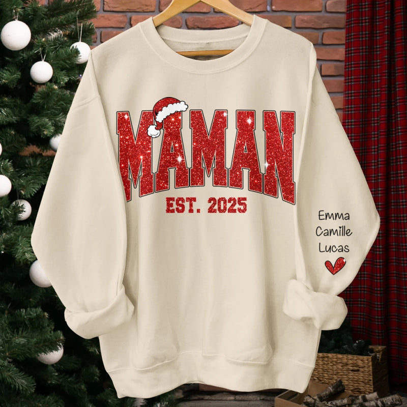 Sweatshirt Ou Hoodie Unisexe Personnalisé Avec Design Sur La Manche - Cadeaux De Noël Et D’Anniversaire Pour Maman, Grand-Mère - Fondé Dans L’Amour
