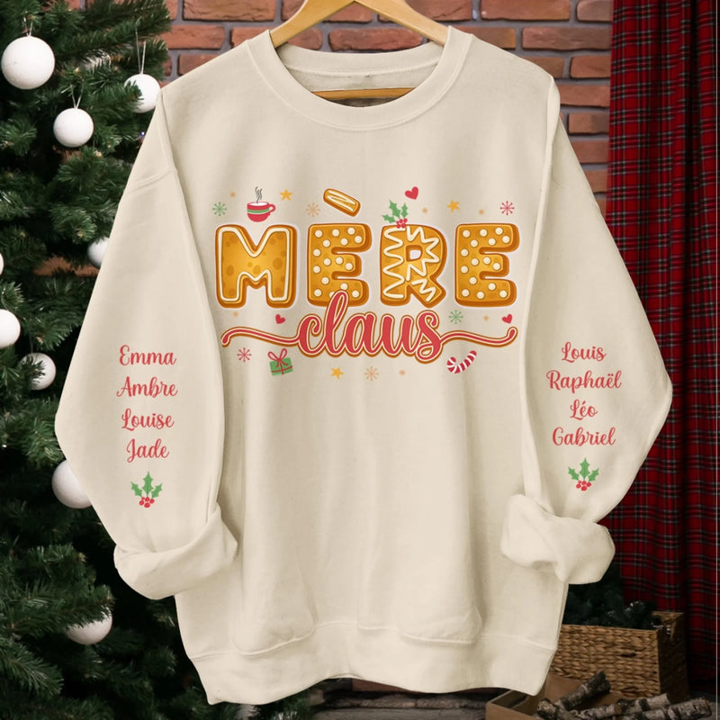 Sweatshirt Ou Hoodie Unisexe Personnalisé Avec Design Sur La Manche - Cadeaux De Noël Et D’Anniversaire Pour Maman, Grand-Mère - Biscuits, Cacao Et Câlins