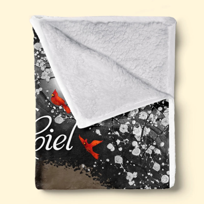 Couverture Personnalisée Avec Photo De Cardinal - Cadeaux Commémoratifs Et De Sympathie De Noël Pour La Perte De Maman, Papa - Toujours Souvenu Jamais Oublié