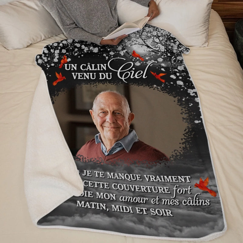 Couverture Personnalisée Avec Photo De Cardinal - Cadeaux Commémoratifs Et De Sympathie De Noël Pour La Perte De Maman, Papa - Toujours Souvenu Jamais Oublié