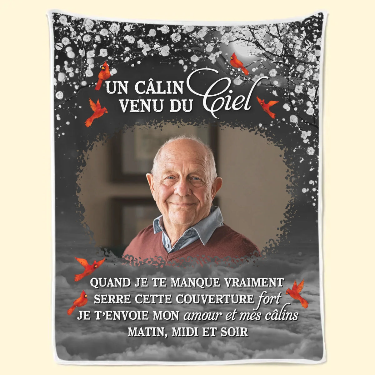 Couverture Personnalisée Avec Photo De Cardinal - Cadeaux Commémoratifs Et De Sympathie De Noël Pour La Perte De Maman, Papa - Toujours Souvenu Jamais Oublié
