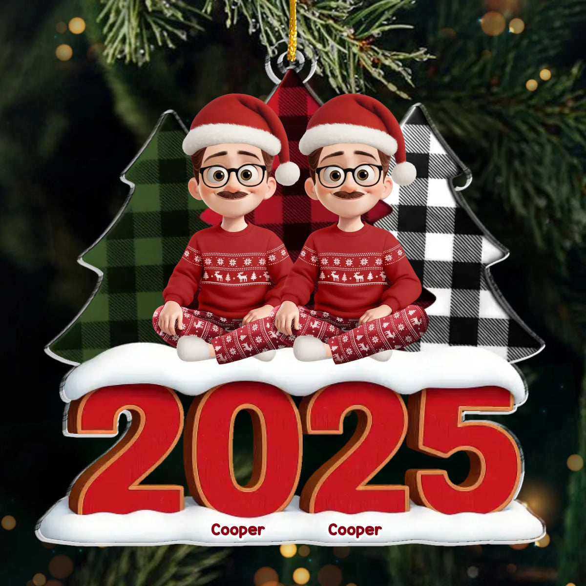 Ornement En Acrylique Personnalisé - Cadeaux De Noël Et D’Anniversaire Pour Famille, Amoureux Des Chiens Et Chats - Doux Moments En Famille