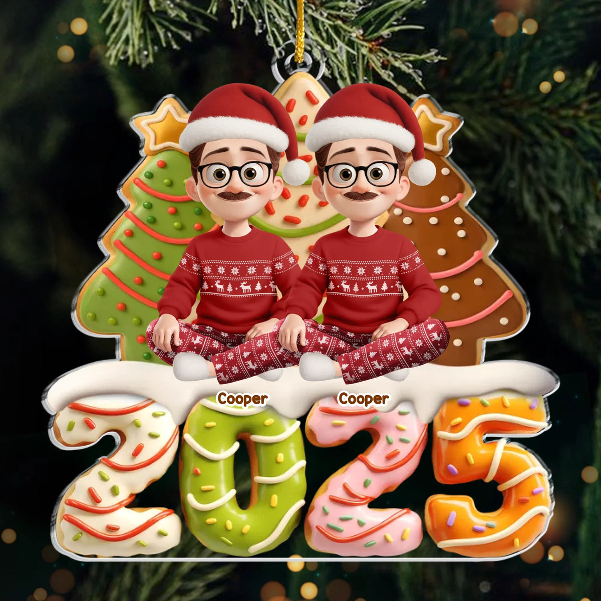 Ornement En Acrylique Personnalisé - Cadeaux De Noël Et D’Anniversaire Pour Famille, Amoureux Des Chiens Et Chats - Santé À L’Amour Familial