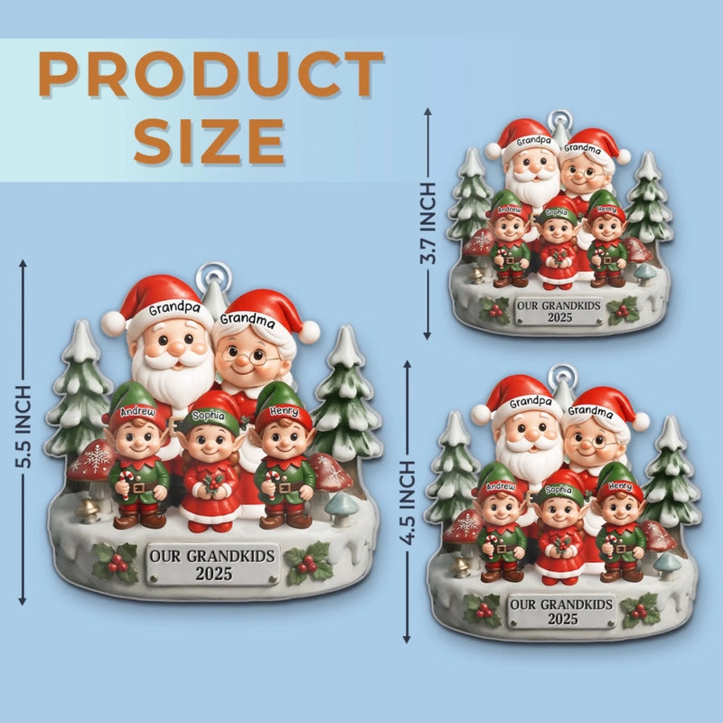 Ornement En Acrylique Personnalisé - Cadeaux De Noël Et D’Anniversaire Pour Grand-Père, Grand-Mère - Les Sourires Brillent En Attendant Le Père Noël