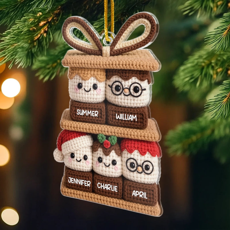 Ornement En Acrylique Au Crochet Personnalisé - Cadeaux De Noël Et D’Anniversaire Pour Maman, Papa, Frère, Sœur, Enfants - Doux Moments Partagés Comme Des Guimauves