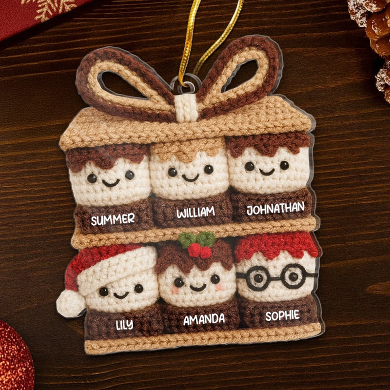 Ornement En Acrylique Au Crochet Personnalisé - Cadeaux De Noël Et D’Anniversaire Pour Maman, Papa, Frère, Sœur, Enfants - Doux Moments Partagés Comme Des Guimauves