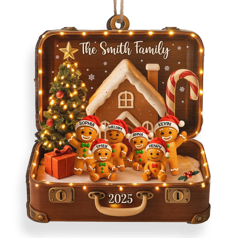 Ornement En Bois Personnalisé - Cadeaux De Noël Et D’Anniversaire Pour Maman, Papa, Enfants - Douceur D’Une Famille En Pain D’Épices