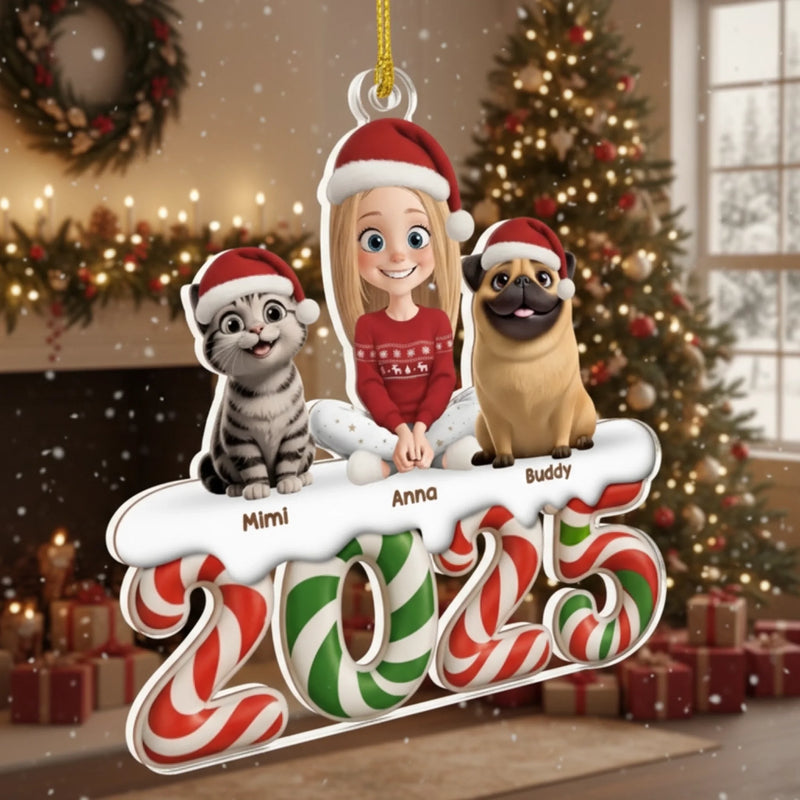 Ornement En Acrylique Personnalisé - Cadeaux De Noël Et D’Anniversaire Pour Famille, Amoureux Des Chiens Et Chats - Notre Petit Monde