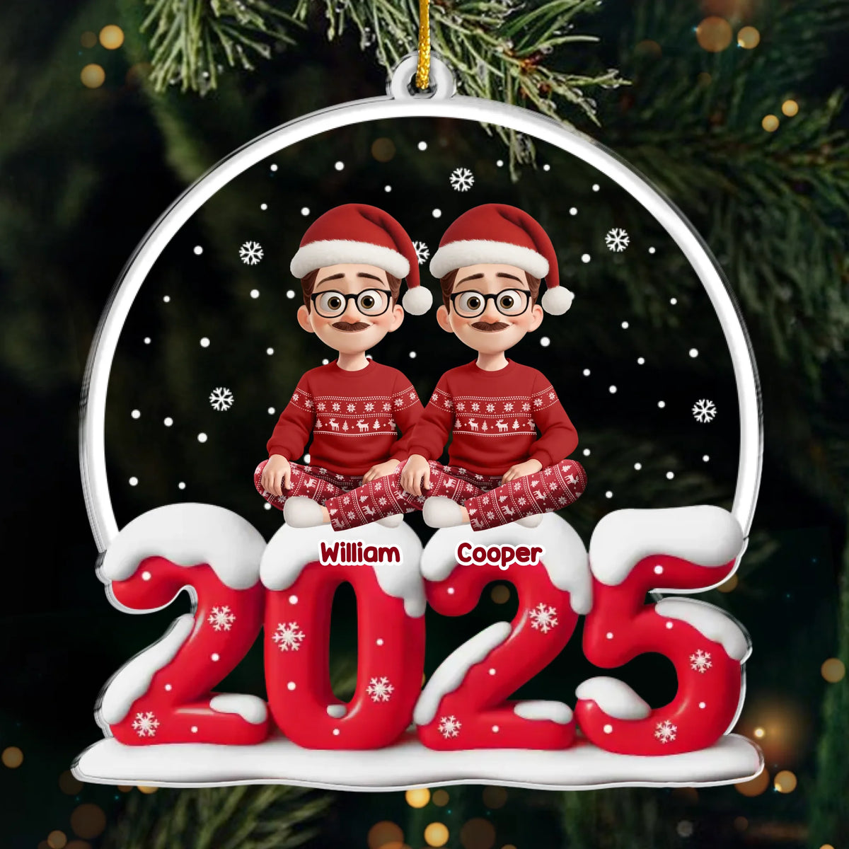 Ornement En Acrylique Personnalisé - Cadeaux De Noël Et D’Anniversaire Pour Famille, Amoureux Des Chiens Et Chats - Heureux Ensemble