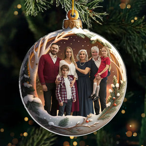 Ornement photo en acrylique personnalisé – Cadeaux de Noël ou d'anniversaire pour maman, papa, frère, sœur, enfants – La famille rend Noël magique