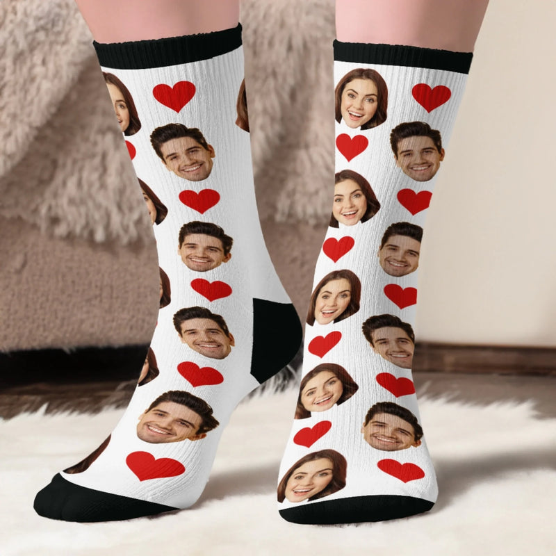 Chaussettes Personnalisées Avec Photo - Cadeaux D'anniversaire, De Noël Ou De Mariage Personnalisés Pour Mari Et Femme, Pour Elle Et Lui, Pour Couples - Notre Histoire Commence Ici