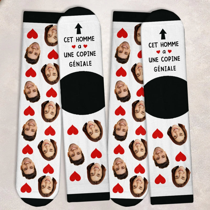Chaussettes Personnalisées Avec Photo - Cadeaux D'anniversaire, De Noël Ou De Mariage Personnalisés Pour Mari Et Femme, Pour Elle Et Lui, Pour Couples - Notre Histoire Commence Ici