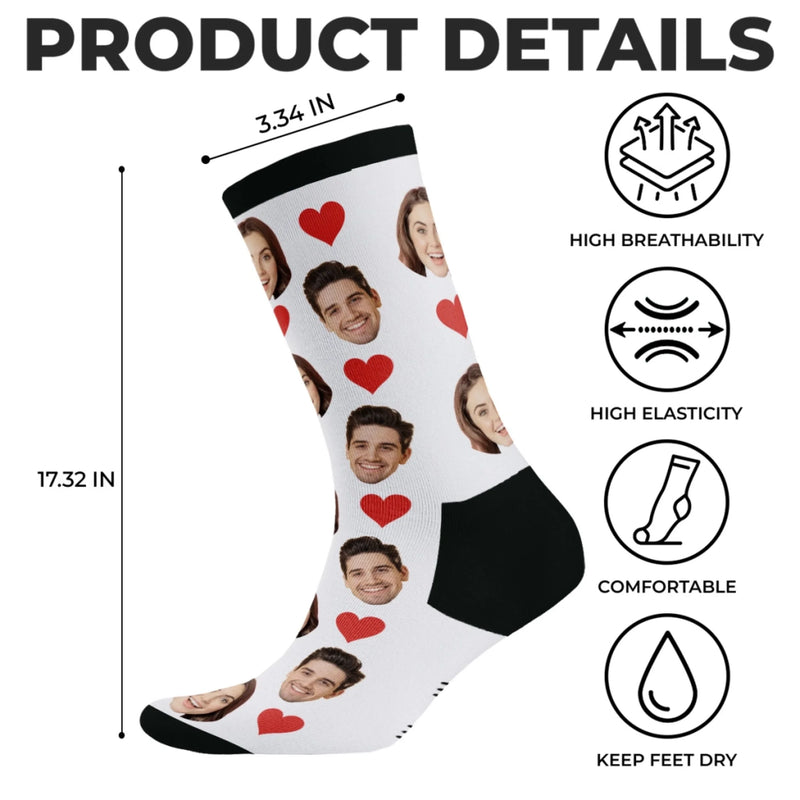 Chaussettes Personnalisées Avec Photo - Cadeaux D'anniversaire, De Noël Ou De Mariage Personnalisés Pour Mari Et Femme, Pour Elle Et Lui, Pour Couples - Notre Histoire Commence Ici
