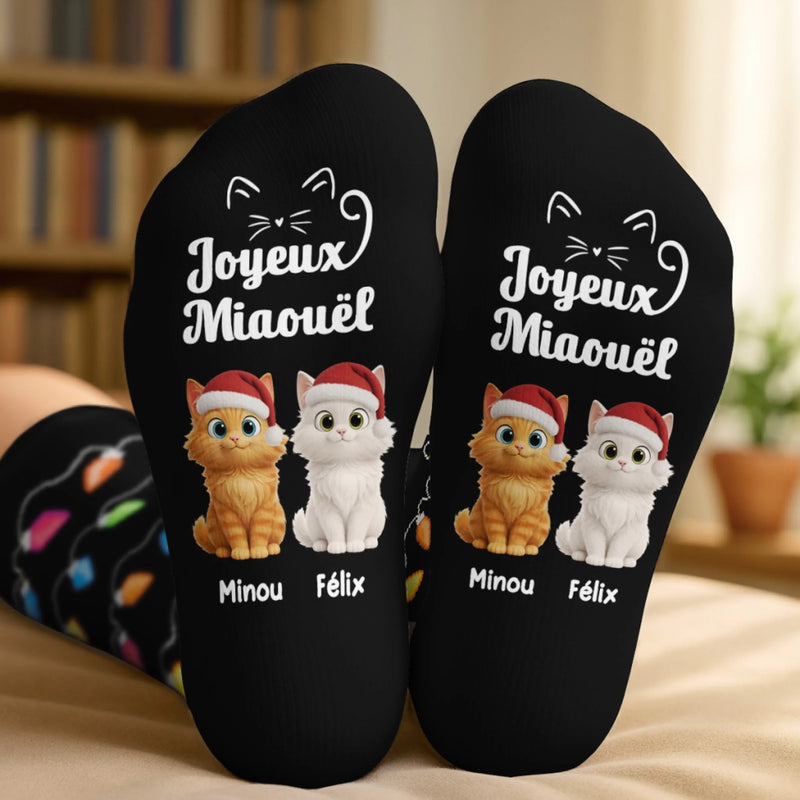 Chaussettes Personnalisées - Cadeaux D’Anniversaire Pour Amoureux Des Chiens, Papa Et Maman Chiens - Miaouël Étincelant
