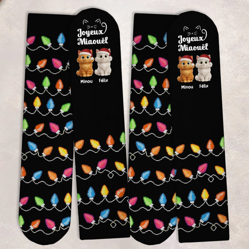 Chaussettes Personnalisées - Cadeaux D’Anniversaire Pour Amoureux Des Chiens, Papa Et Maman Chiens - Miaouël Étincelant