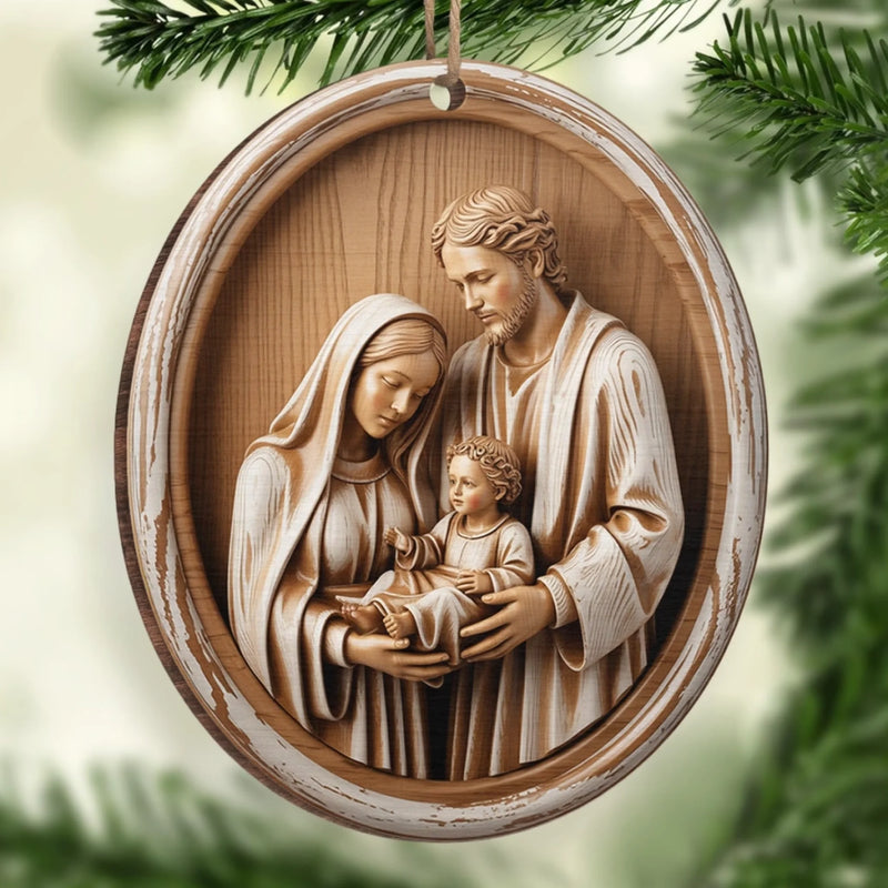 Ornement en Bois – Cadeaux de Noël Catholiques pour Tous les Croyants, Amoureux de Jésus – Bénédictions de la Sainte Famille