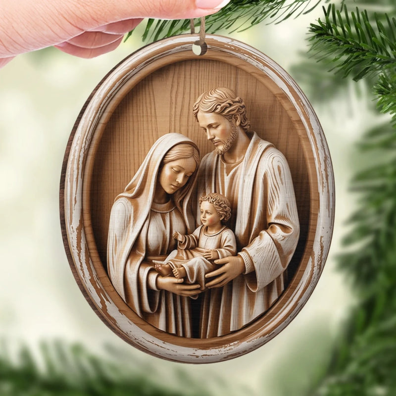 Ornement en Bois – Cadeaux de Noël Catholiques pour Tous les Croyants, Amoureux de Jésus – Bénédictions de la Sainte Famille