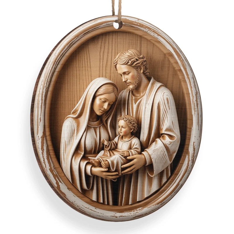 Ornement en Bois – Cadeaux de Noël Catholiques pour Tous les Croyants, Amoureux de Jésus – Bénédictions de la Sainte Famille