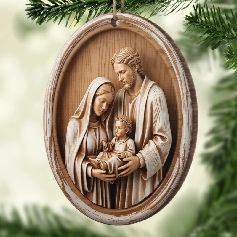 Ornement en Bois – Cadeaux de Noël Catholiques pour Tous les Croyants, Amoureux de Jésus – Bénédictions de la Sainte Famille