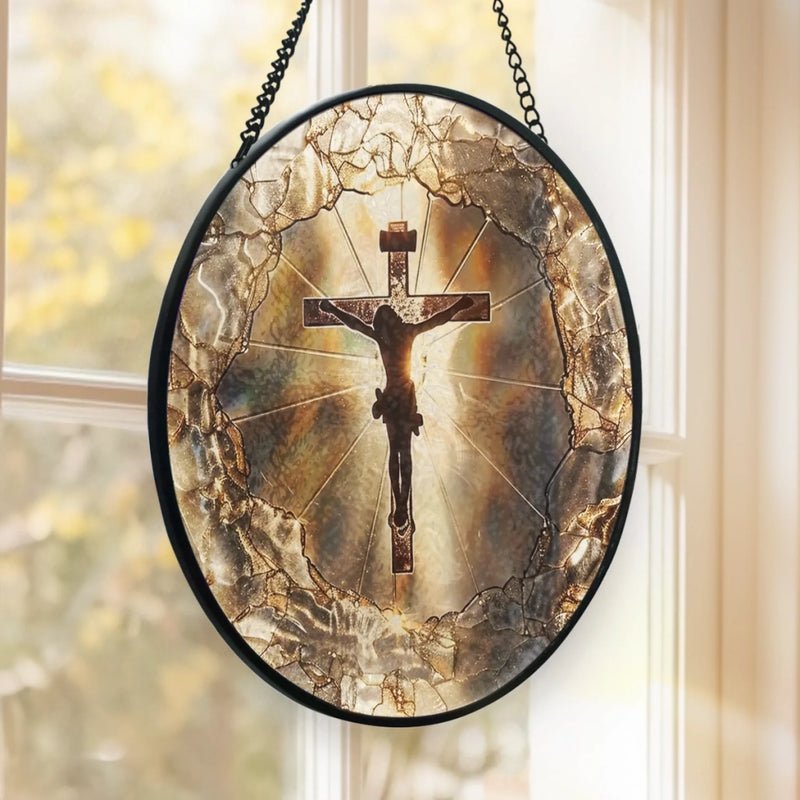 Attrape-Soleil Suspendu en Vitrail - Cadeaux Catholiques Pour Femmes, Hommes, Tous Croyants, Amoureux De Jésus - Mon Cœur Appartient À Jésus