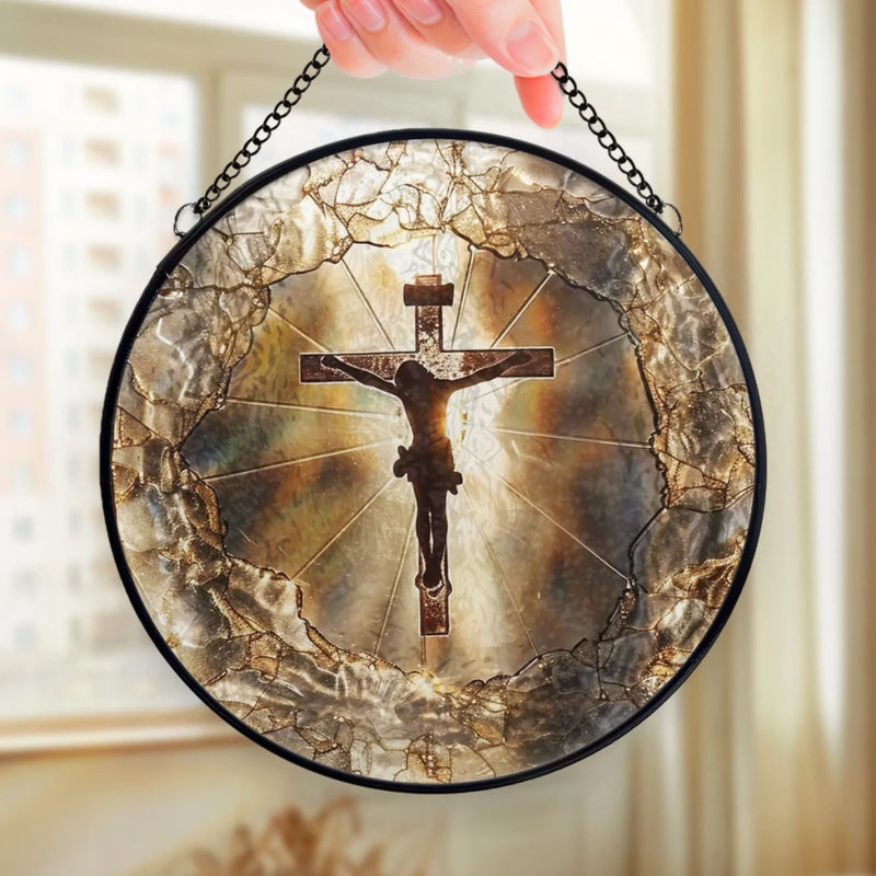 Attrape-Soleil Suspendu en Vitrail - Cadeaux Catholiques Pour Femmes, Hommes, Tous Croyants, Amoureux De Jésus - Mon Cœur Appartient À Jésus
