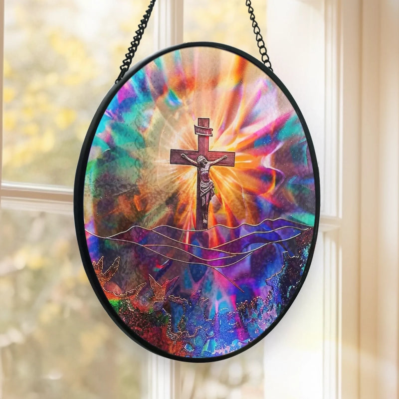 Attrape-Soleil Suspendu en Vitrail - Cadeaux Catholiques Pour Femmes, Hommes, Tous Croyants, Amoureux De Jésus - Dans Son Amour, Je Trouve Ma Force
