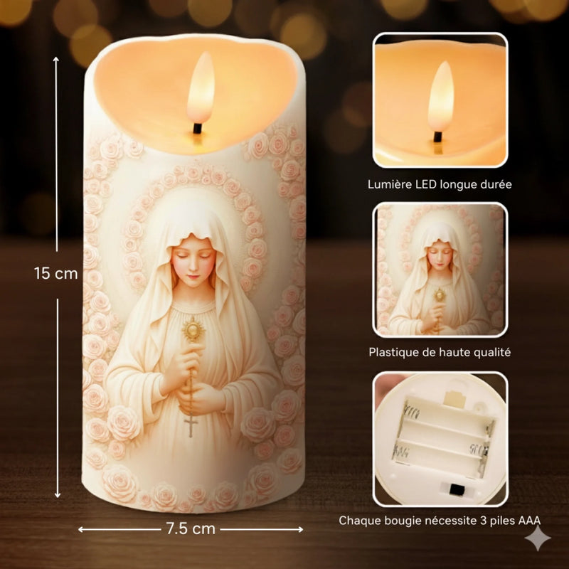 Bougie LED Imprimée Effet 3D Gonflé Personnalisée - Cadeaux Catholiques Personnalisés Pour Femmes, Hommes, Tous Croyants, Amoureux De Jésus - Lumière De La Foi Et De L’Espoir