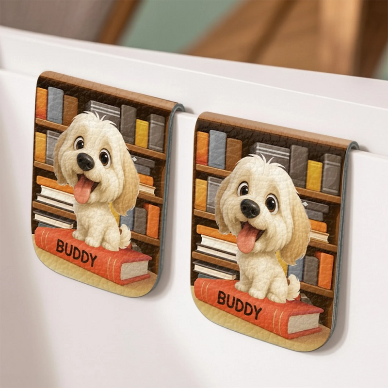 Marque-page magnétique en cuir personnalisé – Cadeaux littéraires pour passionnés de lecture, papas & mamans de chiens, propriétaires de chats – Des pattes marquent ma place