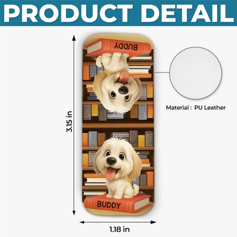 Marque-page magnétique en cuir personnalisé – Cadeaux littéraires pour passionnés de lecture, papas & mamans de chiens, propriétaires de chats – Des pattes marquent ma place