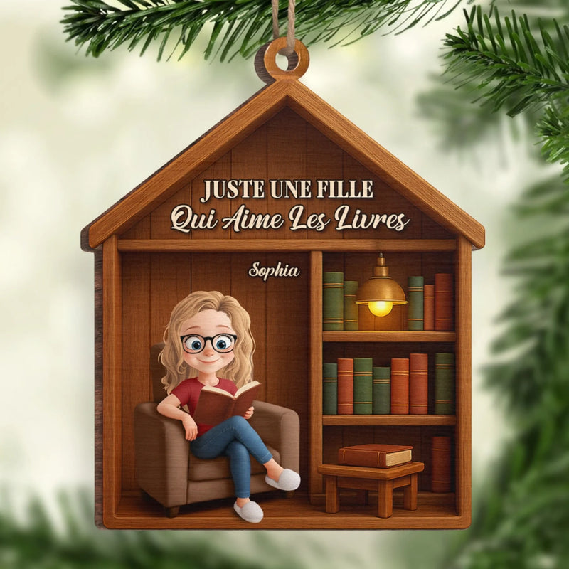 Ornement En Bois Personnalisé - Cadeaux De Noël Personnalisés Pour Amoureux Des Livres, Rats De Bibliothèque, Lecteurs - Le Rêve De Noël D’Un Amateur De Livres