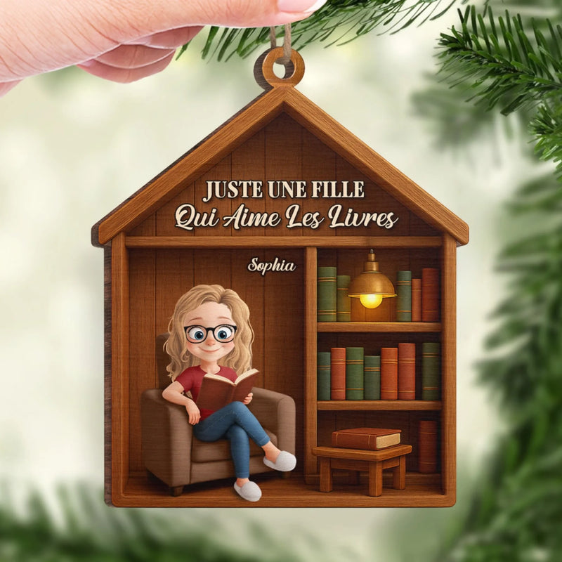 Ornement En Bois Personnalisé - Cadeaux De Noël Personnalisés Pour Amoureux Des Livres, Rats De Bibliothèque, Lecteurs - Le Rêve De Noël D’Un Amateur De Livres