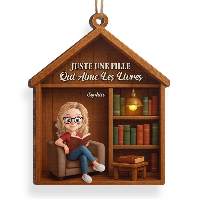 Ornement En Bois Personnalisé - Cadeaux De Noël Personnalisés Pour Amoureux Des Livres, Rats De Bibliothèque, Lecteurs - Le Rêve De Noël D’Un Amateur De Livres