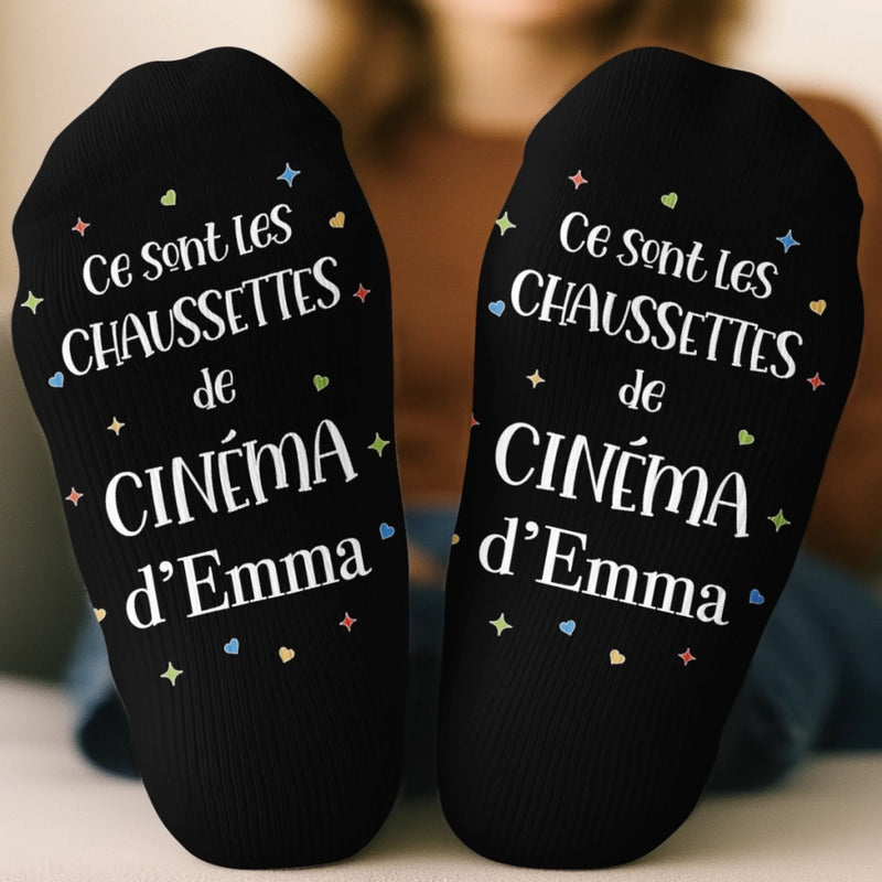 Chaussettes Personnalisées - Cadeaux Pour Amoureux Des Livres, Rats De Bibliothèque, Lecteurs - Le Moment Cinéma Devient Encore Meilleur