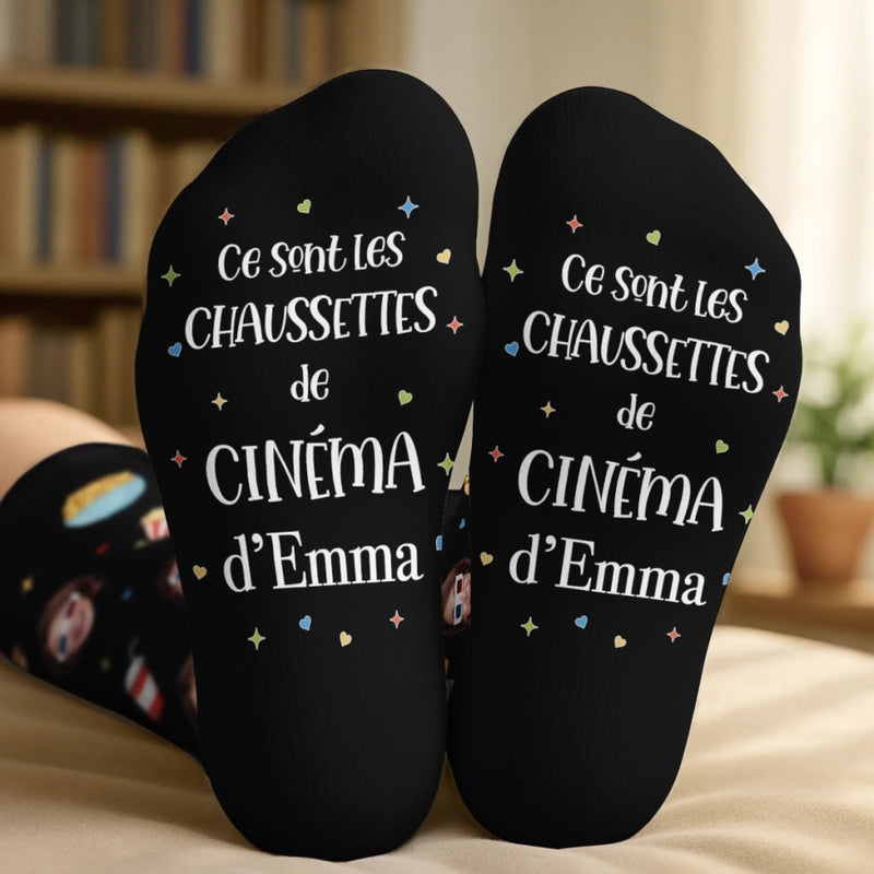 Chaussettes Personnalisées - Cadeaux Pour Amoureux Des Livres, Rats De Bibliothèque, Lecteurs - Le Moment Cinéma Devient Encore Meilleur