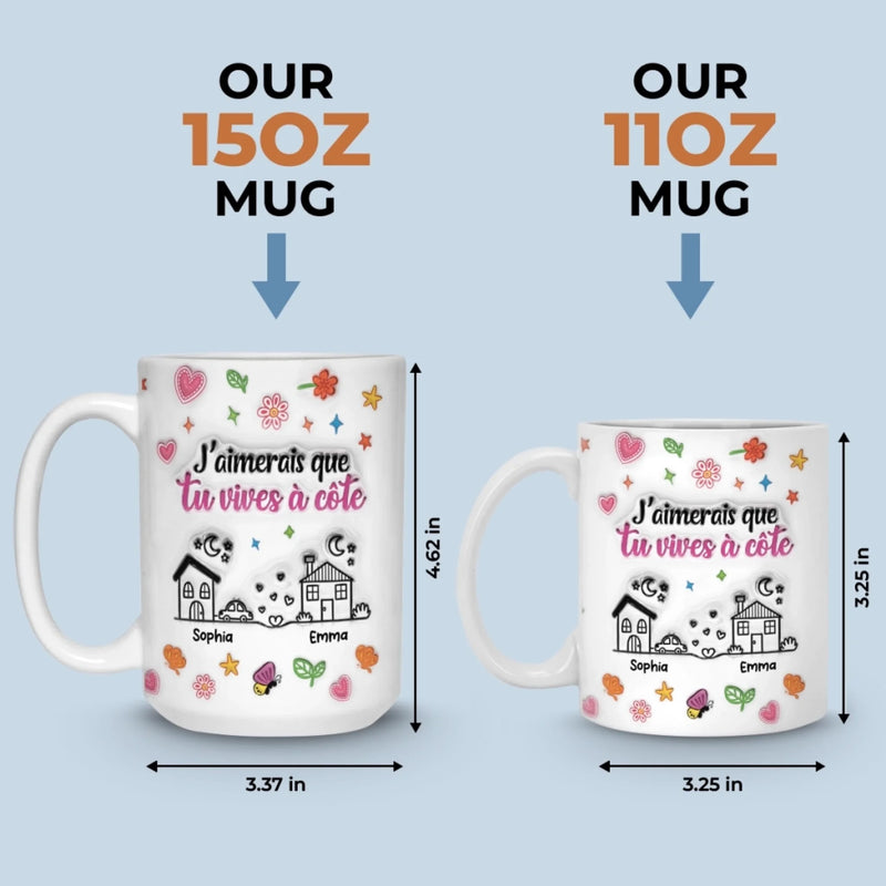 Mug Personnalisé À Effet Imprimé 3D Gonflé - Cadeaux D’Anniversaire Pour Maman, Fille - Deux Maisons, Un Seul Cœur