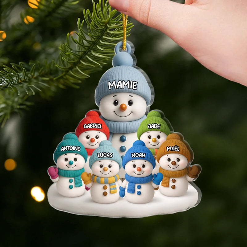 Ornement Acrylique Bonhomme De Neige Personnalisé - Cadeaux De Noël Et D’Anniversaire Pour Grand-Père, Grand-Mère - Ensemble Nos Cœurs Trouvent Leur Maison