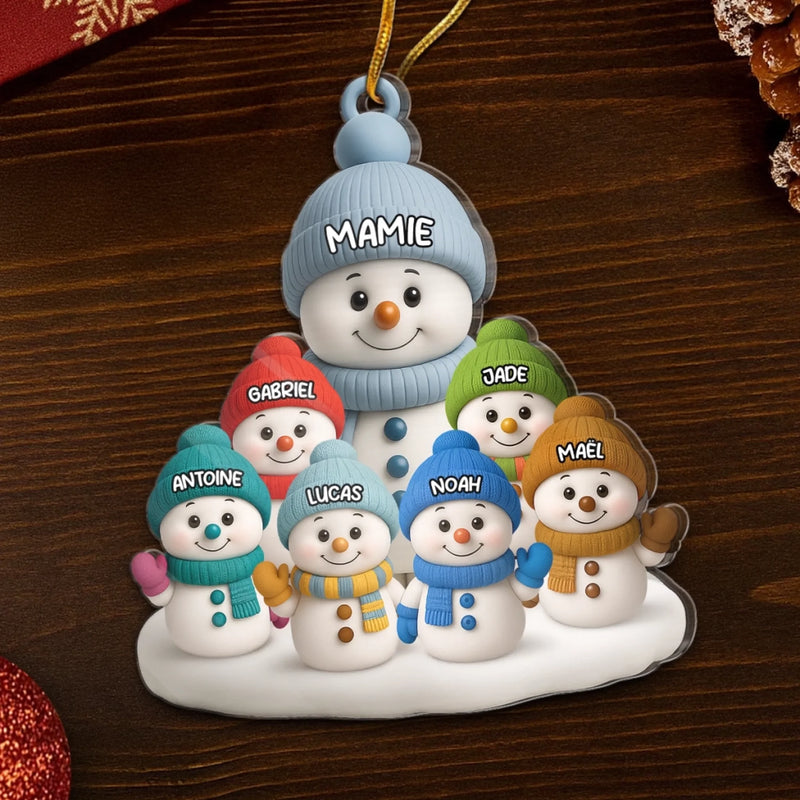 Ornement Acrylique Bonhomme De Neige Personnalisé - Cadeaux De Noël Et D’Anniversaire Pour Grand-Père, Grand-Mère - Ensemble Nos Cœurs Trouvent Leur Maison