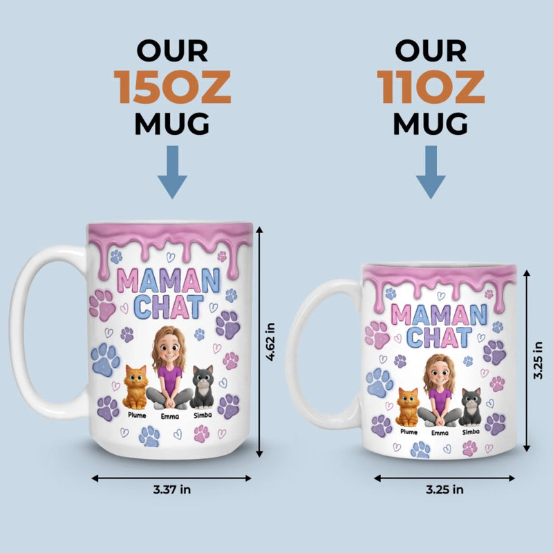 Mug Personnalisé À Effet Imprimé 3D Gonflé - Cadeaux D’Anniversaire Pour Amoureux Des Chiens, Papa Et Maman Chiens - L’Amour Se Rassemble Avec Des Pattes Et Des Cœurs