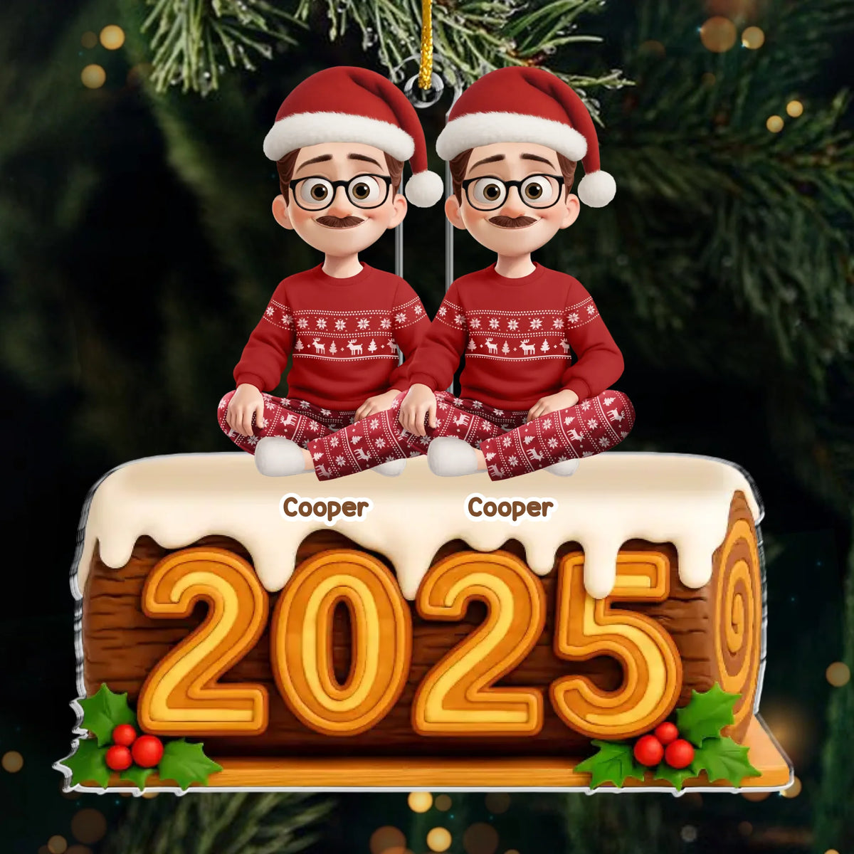 Ornement en acrylique personnalisé – Cadeaux de Noël ou d’anniversaire pour la famille, les amoureux des chiens et des chats – Pour Toujours Ensemble, Pour Toujours Noël