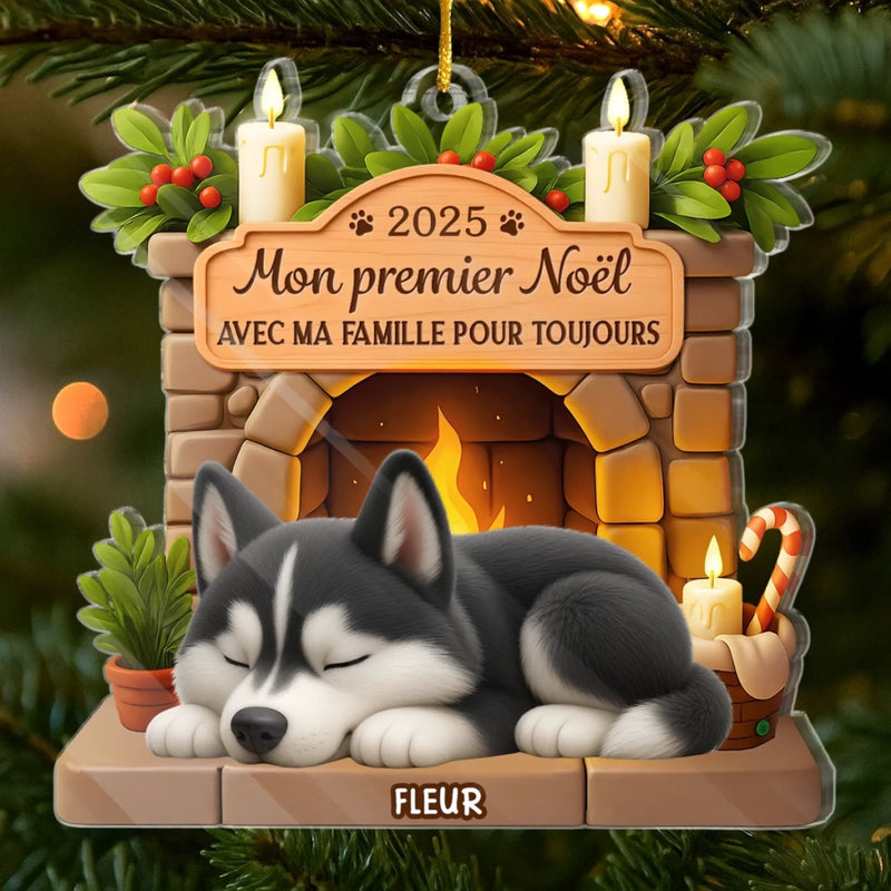 Ornement En Acrylique Premier Noël Personnalisé - Cadeaux De Noël Et D’Anniversaire Pour Amoureux Des Chiens, Papa Et Maman Chiens - Amour Éternel Pour Les Chiens