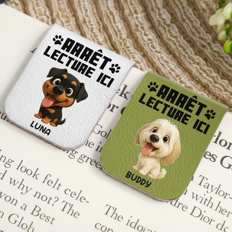 Marque-Page Magnétique En Cuir Personnalisé - Cadeaux Pour Amoureux Des Livres, Rats De Bibliothèque, Amoureux Des Chiens Et Chats, Papa Et Maman Chiens, Propriétaires De Chats - La Lecture Est Meilleure Avec Des Pattes