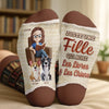 Chaussettes Personnalisées - Cadeaux Pour Amoureux Des Livres, Rats De Bibliothèque, Papa Et Maman Chiens - Des Pages Avec Des Empreintes De Pattes