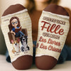 Chaussettes Personnalisées - Cadeaux Pour Amoureux Des Livres, Rats De Bibliothèque, Papa Et Maman Chiens - Des Pages Avec Des Empreintes De Pattes
