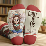 Chaussettes Personnalisées - Cadeaux Pour Amoureux Des Livres, Rats De Bibliothèque, Lecteurs - Marque-Page De Mon Cœur